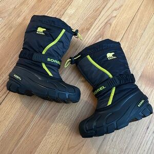 Sorel Flurry Winter Snow Boots Black Yellow Size 13
